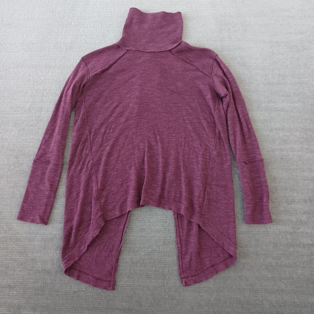 Free People Top Women S Purple Split Back Cowl Neck Ribbed Boho Casual Classicโ